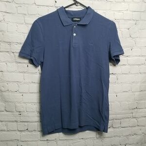 Express Mens 100% Cotton Blue Polo Size Small EUC